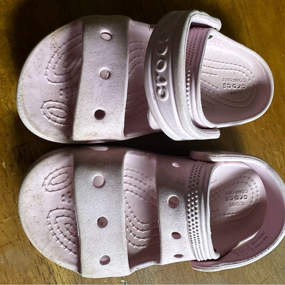 Pink crocs sandals (child size 9)